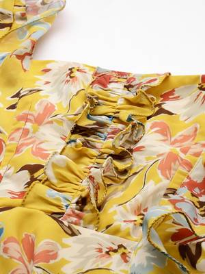 Ethnovog Ready To Wear Yellow Georgette Printed Dress 2