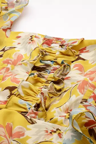 Ethnovog Ready To Wear Yellow Georgette Printed Dress