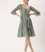 Ethnovog Ready To Wear Cream Georgette Digital Printed Dress