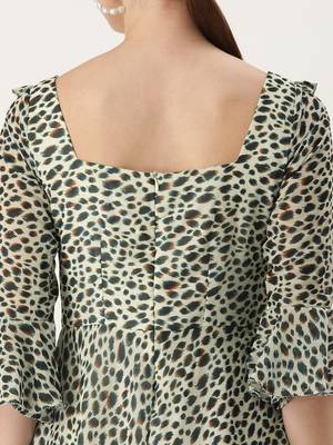 Ethnovog Ready To Wear Cream Georgette Digital Printed Dress 6