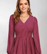 Keri perry women's maroon muslin polka dot wrap western top