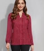 Keri perry women's maroon muslin polka dot straight western top