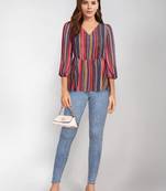 Keri perry women's multicolour polyester stripe flared western top
