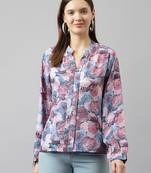 Keri perry women's purple rayon leaves straight western top