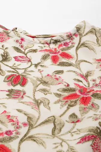 Ethnovog Ready To Wear Beige Rayon Print Dress