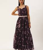 Ethnovog Ready To Wear Purple Georgette Digital Printed Tiered Dress