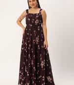 Ethnovog Ready To Wear Purple Georgette Digital Printed Dress