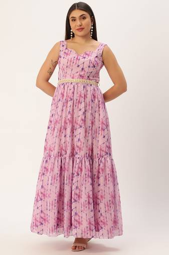 Ethnovog Ready To Wear Multicolored Digital Printed Tiered Dress