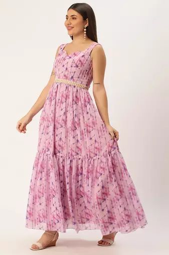 Ethnovog Ready To Wear Multicolored Digital Printed Tiered Dress