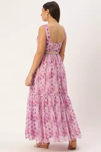 Ethnovog Ready To Wear Multicolored Digital Printed Tiered Dress