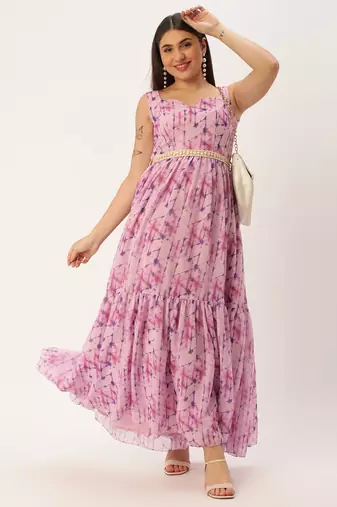 Ethnovog Ready To Wear Multicolored Digital Printed Tiered Dress