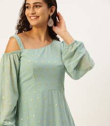 Ethnovog Ready To Wear Green Georgette Embroidered Dress