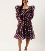 Ethnovog Ready To Wear Wine Digital Printed Organza Dress