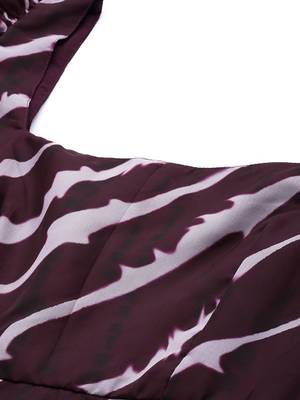 Ethnovog Ready To Wear Wine Digital Printed Organza Dress 2