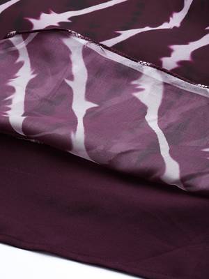 Ethnovog Ready To Wear Wine Digital Printed Organza Dress 7