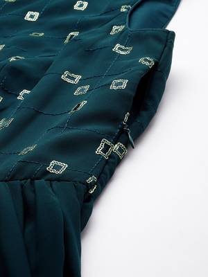 Ethnovog Ready To Wear Green Embroidered Georgette Dress 6