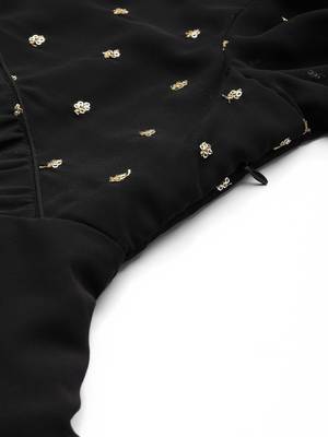Ethnovog Ready To Wear Black Georgette Embroidered Layered Dress 2