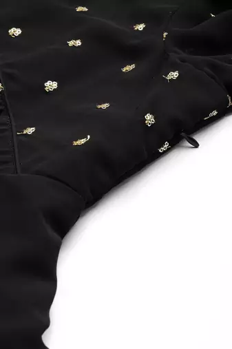Ethnovog Ready To Wear Black Georgette Embroidered Layered Dress