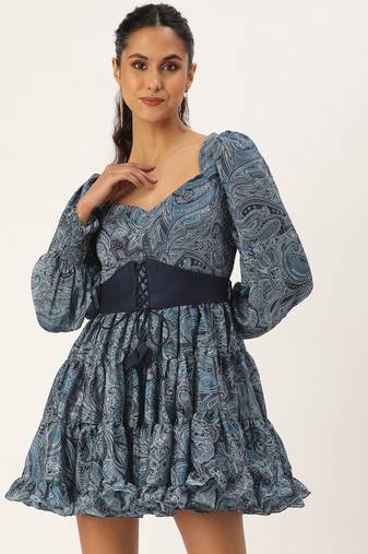 Ethnovog Ready To Wear Multicolored Printed Chinon Dress