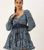 Ethnovog Ready To Wear Multicolored Printed Chinon Dress