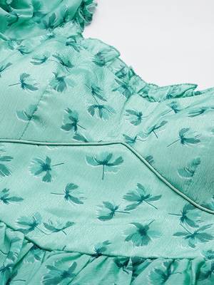 Ethnovog Ready To Wear Mint Blue Chinon Digital Printed Dress 2