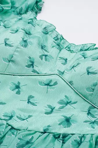 Ethnovog Ready To Wear Mint Blue Chinon Digital Printed Dress