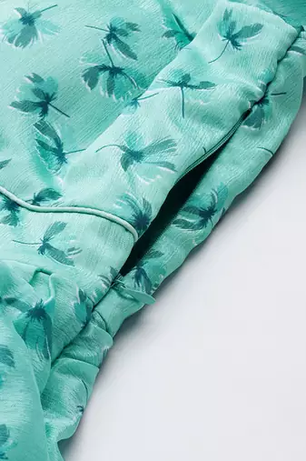 Ethnovog Ready To Wear Mint Blue Chinon Digital Printed Dress