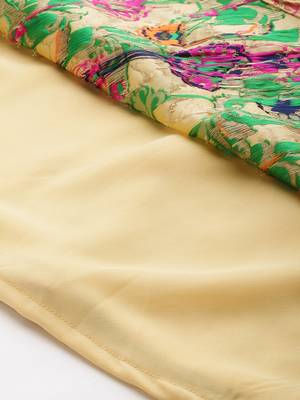 Ethnovog Ready To Wear Beige Art Silk Jacquard Pleated Yoke Gown 7