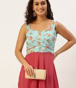 Ethnovog Ready To Wear Blue N Pink Georgette Gown