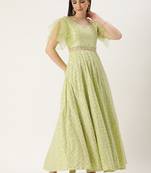 Ethnovog Ready To Wear Green Sequins Embroidered Gown