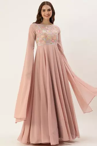Ethnovog Ready To Wear Pink Net Embroidered Indowestern Set