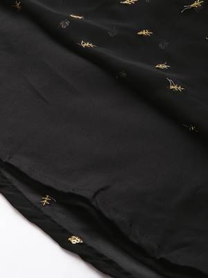 Ethnovog Ready To Wear Black Georgette Embroidered Overlap Draped Gown 7