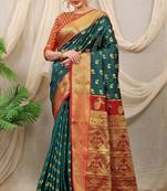 TEAL TRENDY GOREGOUS SILK SAREE