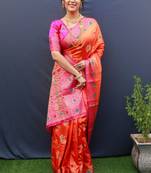 ORANGE TRENDY GOREGOUS SILK SAREE