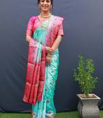 CYAN TRENDY GOREGOUS SILK SAREE