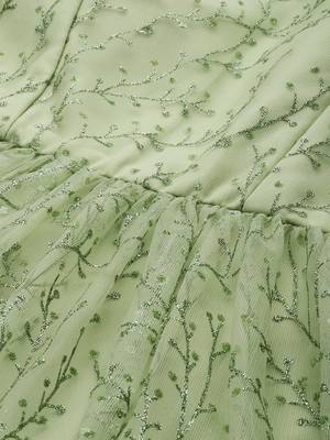 Ethnovog Ready To Wear Green Glitter Foil V Neck Gown 2