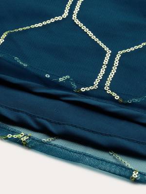 Ethnovog Ready To Wear Blue Net Embroidered Floor Length Gown 7