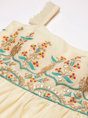Ethnovog Ready To Wear Off White Gota Patti Cotton Embroidered Gown 2