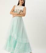 Ethnovog Ready To Wear Off White Gota Patti Cotton Gown