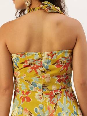 Ethnovog Ready To Wear Yellow Printed Halter Neck Georgette 8