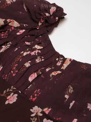 Ethnovog Ready To Wear Purple Georgette Printed Pleated Yoke Gown 2
