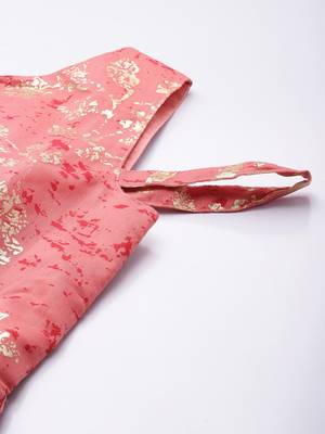 Ethnovog Ready To Wear Pink Foil Printed Art Silk Gown 2