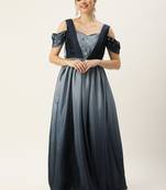 Ethnovog Ready To Wear Grey Chinon Ombre N Embroidered Draped Style Gown