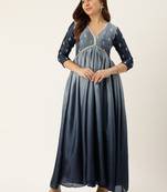 Ethnovog Ready To Wear Grey Chinon Tie N Dye Gown