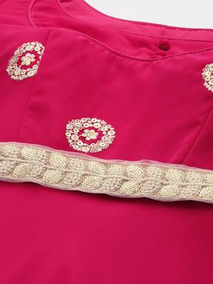 Ethnovog Ready To Wear Dark Pink Georgette Embroidered Gown 2