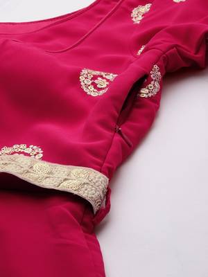 Ethnovog Ready To Wear Dark Pink Georgette Embroidered Gown 6