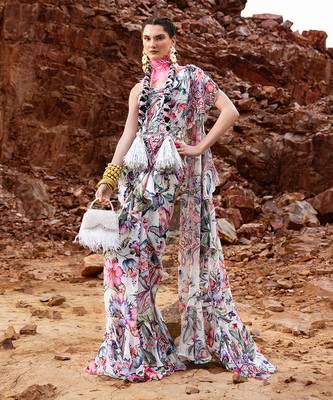 Multi drape style saree set 1