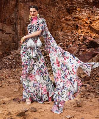 Multi drape style saree set 3