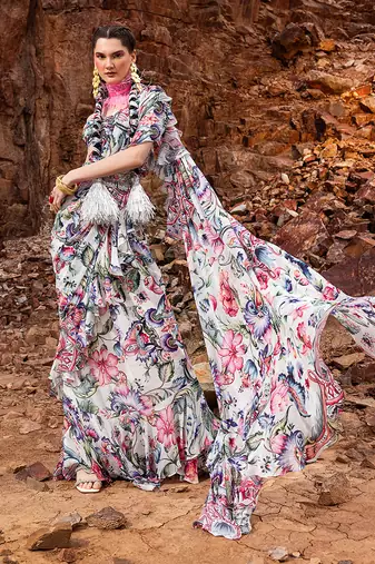 Multi drape style saree set