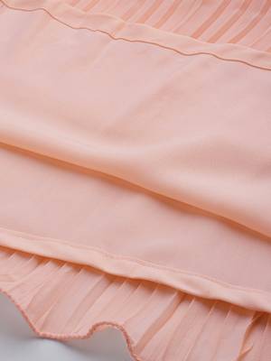 Ethnovog Ready To Wear Peach Embroidered Pleated Georgette Gown 7